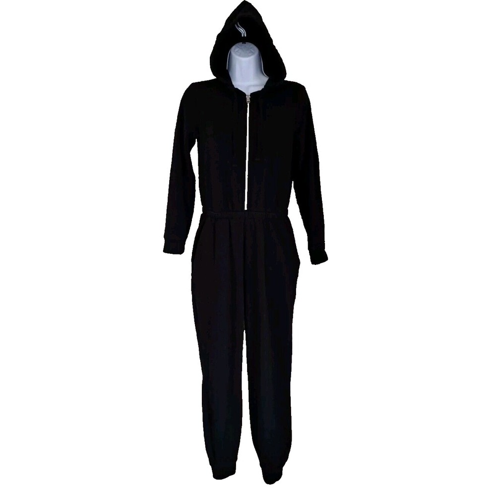 Old Navy Active Jumpsuit Women's Size XS Black Elastic Waist Hooded Zip Front‎